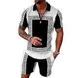AXEBHPED Herren Poloshirts Kurzarm Set Sommer Casual Man Shorts Trainingsanzug Outfits Revers T-Shirts, Kz-p3312, XL