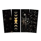 Lesezeichen Set ASTROLOGIE, 4 Lesezeichen Mond und Sterne Geschenk Freundin, Geschenk Frau, Lesezeichen Papier