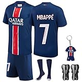 Czzovos Saison 24/25 Fußballtrikot für Kinder, Nr.7 Trikot Set mit T-Shirt, Shorts, Socken und Knieschützern für Jungen und Mädchen-Größe 26