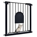 Froadp Türschutzgitter Baby Treppengitter 75-85cm Kindergitter ohne Bohren Türgitter mit Tür für Hunde und Katzen Beidseitig Schwenkbar Absperrgitter Automatisch Haustier Gittertür, Schwarz