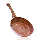 LIVINGTON Copper & Stone Pan | 24cm Bratpfanne | Antihaftbeschichtung und kratzfest | Granitoptik | innere Steinbeschichtung für perfekte Hitzeverteilung | geeignet für Ceran, Gas, Elektro, Induktion