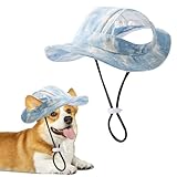 Modisch Hund Baseballmütze, Sonnenschutz Hundemütze für Hund, Verstellbare Baseballmütze für Haustiere, Hunde-Sonnenhut mit Ohrlöcher, Hund Baseballmütze für Kleine Hunde, Welpen, Katzen (M-Blau)