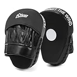 Boxen Curved Focus Punching Mitts für Männer, Frauen, Leder Boxpads für Kampfkunst, Boxtraining, Gebogene Punch Mitts für Karate, Kickboxing, Muay Thai, Taekwondo (Schwarz/Weiß)