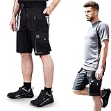 REIS FORECO-TS BJS Arbeitsshorts für Herren, Cargo-Shorts, Sicherheitsshorts, Arbeitsshorts, Garten-Shorts, Schwarz-Hellgrau, Größe: 3XL