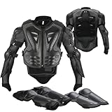 JUSTDOLIFE Stück Motorrad Schutz Jacke,Kinder Motorrad rüstung mit Knieschoner Ellbogenschoner Brustpanzer Racing für Outdoor Sport - 4/6/8/10/12/14 Jahre (Schwarz)