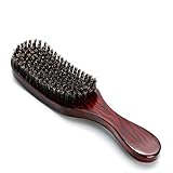 Yunxwd Haarbürste, Braun Wildschweinborsten WellenbüRste Wave Haare Bürste Haarbürste Bartbürste HerrenbürsteBart Pinsel Haarbürste Naturborsten Holz Bartpinsel