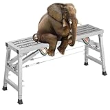 Höhenverstellbar Gerüst Arbeitsplattform Tragkraft 400 Kg rutschfest Klappleiter Werkbank Mehrzweck Verzinkter Stahl Tragbarer Arbeitsbühne mit Rutschfesten Füßen(180X30cm)