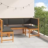 Frdhee Balkonmöbel Set Balkon Sessel,Ideal für Balkon Terrasse Hinterhöfe,Gartenbänke Set 3 pcs Braun Akazie Massivholz
