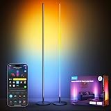 Govee RGBIC LED Stehlampe Wohnzimmer 2 pack, WiFi Stehlampe Dimmbar, Arbeiten Sie mit Alexa und Google Assistant, 16 Millionen Farben, Szenenmodi, Musikmodi, DIY-Modus für Schlafzimmer Gaming, Schwarz