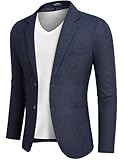 COOFANDY Anzugjacken Sakko Herren Casual Business Blazer Regular Fit 2 Knöpfe Freizeit Anzug Einfarbig Dunkelblau XL
