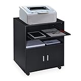 Relaxdays Rollcontainer Büro, mit 2 Fächern & Tastaturauszug, Druckertisch mit Rollen, HxBxT: 74 x 60 x 48 cm, schwarz