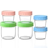 Aolso Babynahrungs-Aufbewahrungsbehälter, Zwei Modelle Babybrei Einfrieren Behälter Glas, insgesamt 6 Stück, Babynahrung aufbewahrung, mit luftdichten Deckeln, perfekt für Säuglings(300ml und 100ml)