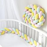 AZMAHT Bettschlange Geflochten Superweich Knotenkissen Geflochtene Kissen Geknotete Kinderbett-StoßStange Bettschlange Baby Babybett Umrandungen Nestschlange Kantenschutz,A05,150cm