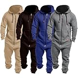 Generisch Herren Sweater Mit Kapuze Und Reißverschluss - Pullover Herren Oversize Hoodie Einfarbig Sweatpullover Streetwear Mit Kordelzug Winterpullover Strickpullover Lässige Langarmshirt Thermohemd