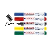 edding 4500 Textilmarker - schwarz, rot, blau, grün, gelb - 5 Stück - Rundspitze 2-3 mm - Textilstifte waschmaschinenfest (60 °C) zum Stoff bemalen - Stoffmalstift
