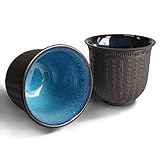 NIUKOMY Teetassen Klein 2er Set, Chinesische Keramik Kung Fu Teetassen, Japanische Teebecher Set, Kaffeetasse Porzellan ohne Henkel, Asiatische Teetassen mit Buddhistische Herz-Sutra,160ML