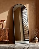 Lopekuty Großer Ganzkörperspiegel – 180 x 66 cm Gewölbter Standspiegel mit Mattschwarzem Aluminiumrahmen, Für Tür oder Wandmontage, Modernes Design & Sichere Verpackung