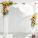 GFCC Querbehang Freihanddeko Vorhang Hochzeitsbogen Gardinen Dekoration aus Transparent Voile,150 x 600cm Deko Vorhänge Hochzeit Weiß 1 Stück für Wohnzimmer Zeremonie Party