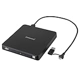 Intenso externes CD/DVD Laufwerk/externer Brenner EOD 400D Slim, USB 3.2, für Laptop, Desktop PC, iMac, MacBook, Windows, MacOS, inkl. kostenloser Brenn-Software Ashampoo Burning Studio, Schwarz