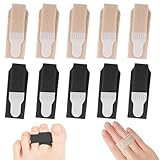 10 Stück Zehenbandage Hammerzehenschienen, Hammerzehen Korrektur Zehenspreizer, zeh Bandage für Gebrochene Zehen, Zehentrenner für Schiefe Geeignet für Finger und Zehen(Hautfarbe & Schwarz)