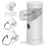 iMoebel Tragbar Vernebler Inhalationsgerät, Aufladbar Geräuscharm Handheld Inhalator Mesh Nebulizer mit Mundstück u. Maske, für Atemwegserkrankung Erwachsene Kinder