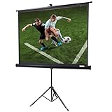 OVERMAX Tripod Screen 60” EIN Projektionsschirm mit Stativ 60 Zoll 116×87 cm Dreibein-Stativ, automatisches federbelastetes Aufrollen, weißes Mattes Segeltuch