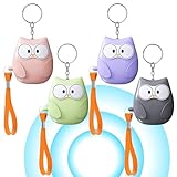 4 Stück Taschenalarm Frauen: 130dB Selbstverteidigung mit LED-Beleuchtung und Schlüsselanhänger, Persönlicher Alarm für Frauen Eulen-Stil für Frauen Kinder Altere Menschen
