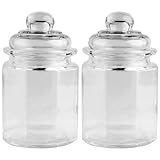 Ideen mit Herz Glas-Bonbonieren | 2 Stück | Achteckig | Mit Glasdeckel | 8 cm x 8 cm x 12,5 cm | Füllmenge: 230 ml