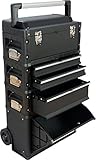 ASS Metall Werkzeugtrolley Werkstattwagen XXL Type: C1-B BLACK EDITION schwarz mit Schubladenverriegelung und Schloss