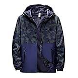 Wasserdichte Jacke für Herren – bedruckte Windjacke mit Kapuze, für Herren, Outdoor, dünne Jacke, Mantel, Oberteil, Outdoor, leichte Softshell-Jacken, locker, atmungsaktiv, durchgehender