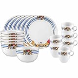 Seltmann Weiden Compact Bayern Frühstücks-Set 18-teilig, Henkelbecher Müslischalen und Frühstücksteller für 6 Personen, Geschirr-Set mit traditionellem Design, Porzellan, Mehrfarbig