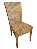 kreatives Wohnen Esszimmer Rattanstuhl Wintergarten Stuhl Korbstuhl Cardine Cappuccino Natur ohne Sitzkissen, Holz, Extra breit