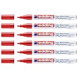 Edding Set mit 6 Markern, glänzend, 751, Rot, Rundspitze 1-2 mm