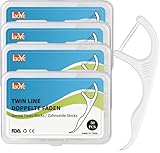 200 PCS Zahnseide TWIN LINE Zahnseide Sticks Dental Floss Picks 4X Effektive Zahnreinigung Zahnzwischenräume Doppelfäden Zahnseidestick mit Zahnstocher - Zur Entfernung von Plaque und Speiseresten