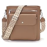 YISUOHOOM Umhängetasche Damen Groß Handtasche Damen Mittelgroß Crossbody Bag Damen Veganes Leder Schultertasche Damen mit Vielen Fächern Khaki