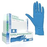 SF Nitrilhandschuhe M Blau – 200 Stück Einweghandschuhe, Einmalhandschuhe, Medizinische Handschuhe, Puderfrei, Latexfrei, Handschuhe Einweg zum Kochen, Putzen, für Medizin, Küche, Kosmetik, Haushalt