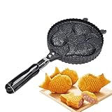 Waffeleisen – 16-Zoll-Fischpfanne Taiyaki | Aluminium-Snackform – antihaftbeschichtete japanische Kuchenform mit 3 Mulden für Frühstücksdesserts, Streetfood, Grillen und Hausmannskost-Enthusiasten, di