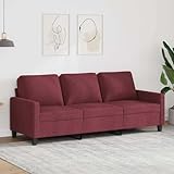 Fangmaliuyun 3-Sitzer Sofa Weinrot 198 x 77 x 80 cm aus strapazierfähigem Stoff & Metallgestell, Modernes Design mit gemütlichen Rückenkissen für Wohnzimmer Jugendzimmer Büro
