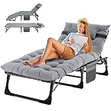 MOPHOTO Sonnenliege, faltbare Sonnenliege für den Garten mit Matratze, verstellbare Rücken- und Beinauflagen, tragbar, für drinnen und draußen, zusammenklappbar, Chaiselongue-Sessel zum Sonnenbräunen,
