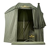 Angelkorb Angelschirm mit Seitenwand 2,50 m – Angel Sonnenschirm & Schirmzelt, wasserabweisend, Moskitoschutz, 45° neigbar – Karpfenzelt für Camping & Outdoor