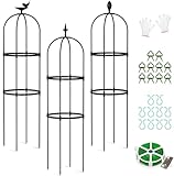 ZIKEBTUY 3Pcs 120cm Garten Obelisk Pflanze Rankhilfe Gartenobelisken-Set Kletterhilfe für Kletterpflanzen, Metall Garten Rankgitter für öffentliche Plätze und Private Höfe
