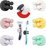 TECBULL® Klebehaken FUNNY HOOKS 6xBunt+6xErsatzklebepad, Rasiererhalter Dusche, Zahnbürstenhalter, Rasierer Halterung Bad ohne Bohren, Zahnbürsten Halter selbstklebend, Rasierhalter, Badezimmer