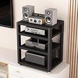 HiFiStand AVfor Plattenspieler und Audiogeräte, 2/3/4 Ebenen, stoßdämpfende Füße, stabil, Schwarz, 45 x 34,8 x 54,9 cm