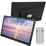 Digitaler Bilderrahmen, 15.6Zoll 1920 * 1080 HD IPS Bildschirm Elektronischer Fotorahmen Metall Fotorahmen Diashow, Fotos und Videos teilen, Wecker, Kalender, Fernbedienung