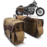 NICECNC Vintage Öl gewachste Segeltuch Motorrad-Satteltaschen, 15 Liter, Braun, für Harley Adventure & Street Glide