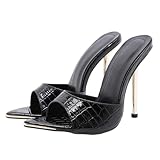 Holibanna Damen Sandalen High Heels Spitzabsatz Schwarz Größe 40 Elegant Hausschuhe und Bankettschuhe