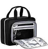 Chakipee Wasserabweisende Make-up-Kosmetiktasche, Reise-Organizer, Schwarz , L (30x23x10cm), Kulturbeutel zum Aufhängen