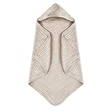 Zonoori Badetuch Baby mit Kapuze, Babyhandtuch 100% Musselin-Baumwolle, Kapuzenhandtuch Baby von 0-3 Jahren(80x80cm)