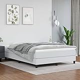 Tidyard Boxspringbett Bettrahmen Jugendbett mit Lattenrost Bett mit Kopfteil Gästebett Polsterbett Schlafzimmerbett Designerbett Doppelbett/Einzelbett Hotelbett Weiß 140x190 cm Kunstleder