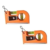 DOITOOL 2St Wasserwaage Taschenniveau magnetisch Nonius Mini Nivellierung Messgerät Werkzeug zum Aufhängen von Bildern Lineal für Fotorahmen Ebenenlineal Füllstandsanzeiger Abs Orange